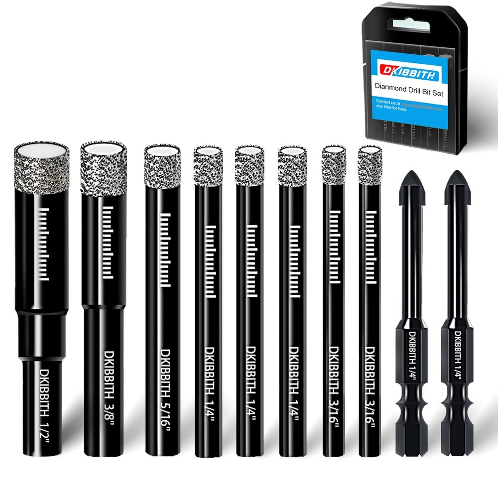 DKIBBITH 10 Pack Dry Diamond Drill Bits & Tile 10 Pcs Bit