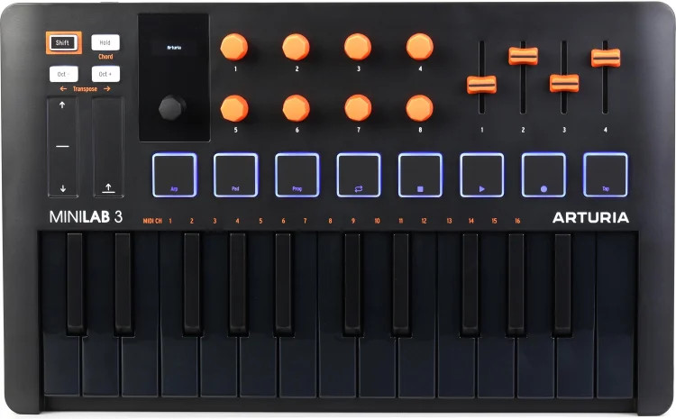 Arturia MiniLab 3 25 Slim-key Controller - Black/Orange