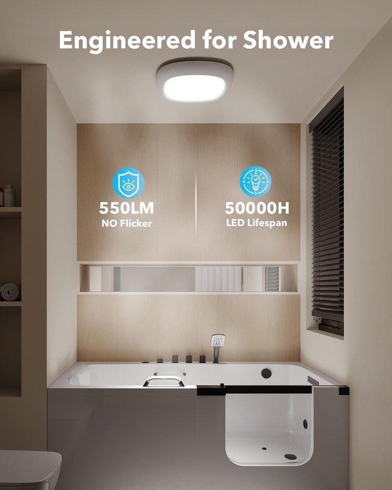 Rechargeable Shower Light for Inside Shower, 12000mAh Motion Sensor Wireless ...