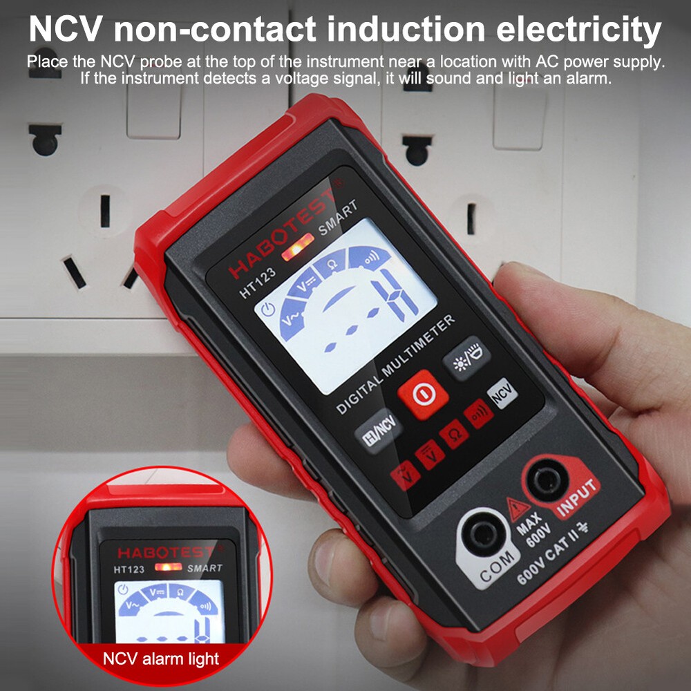 Digital Multimeter Electrical Auto-Ranging Voltmeter Non-Contact Voltage Tester