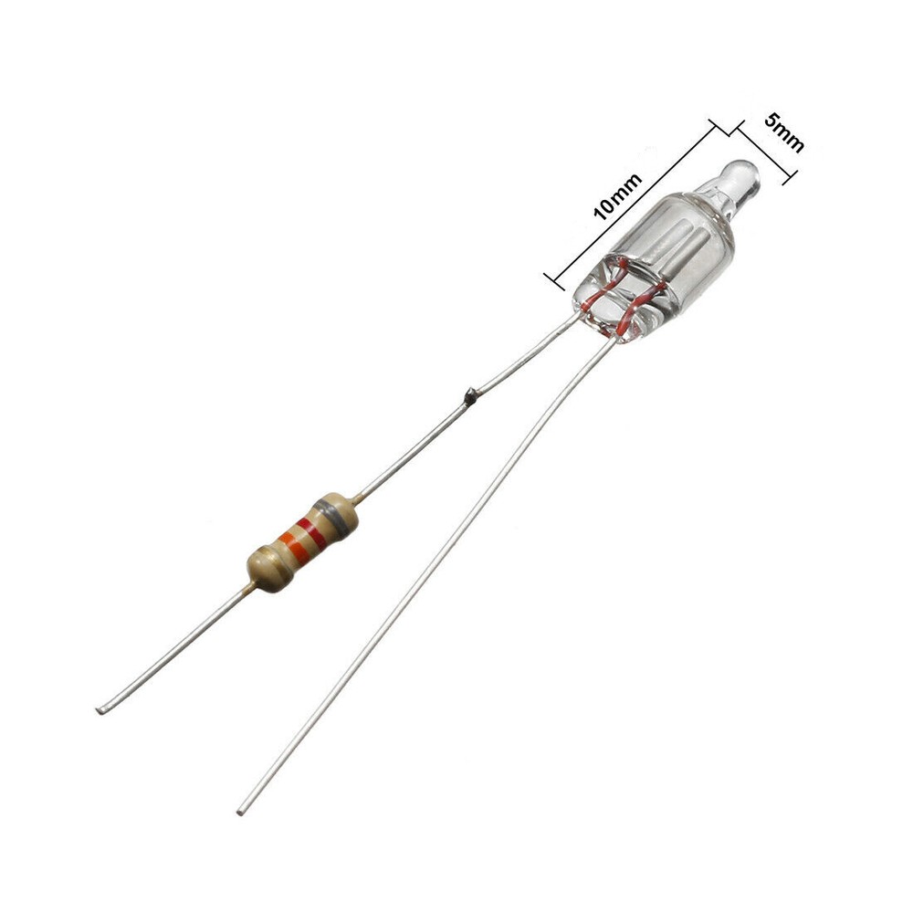 100Pcs 5x10mm Bright Orange Light Neon Light Bulb Indicator Lamp+Resistor