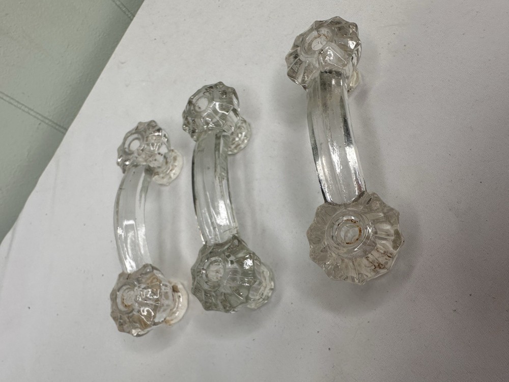 Furniture Handle Glass Original Drawer Pulls Knobs Lot 3