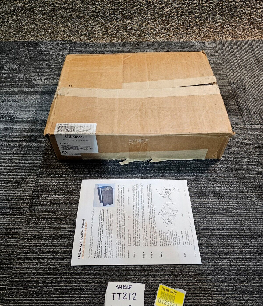 Box of 2-Adaptive Technologies U-Bracket Speaker Mount Fixed Width Black UB-0850