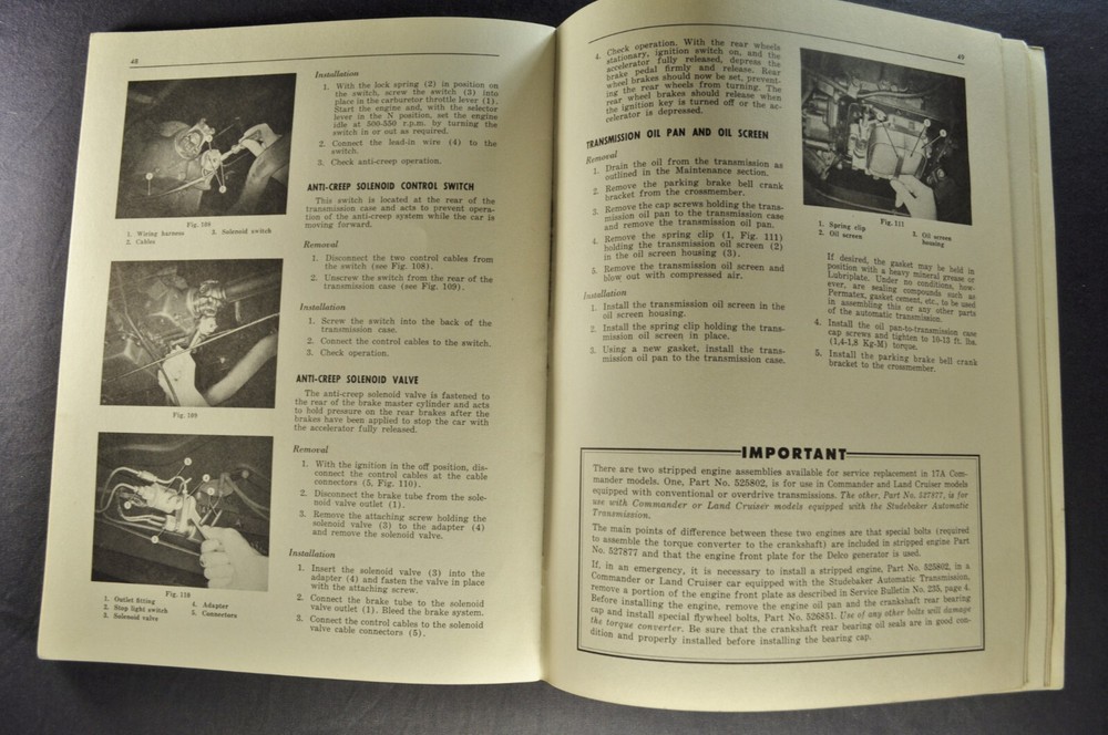 1950 Studebaker Automatic Transmission Shop Manual Commander Champion Original