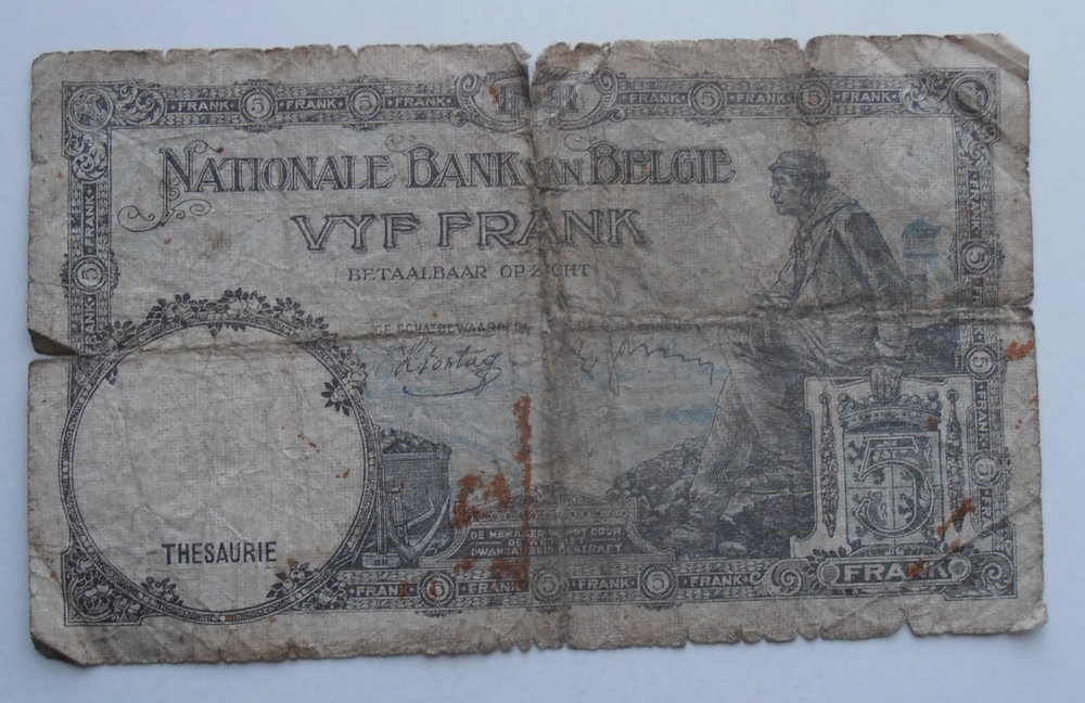 BELGIUM 5 FRANCS 1938. 22.03.38