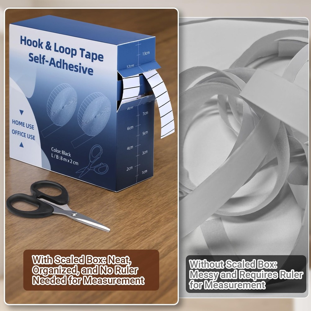 Euqvunn Hook and Loop Tape 2 Rolls (2.5cm x 5m), Hook and Loop Strips Self