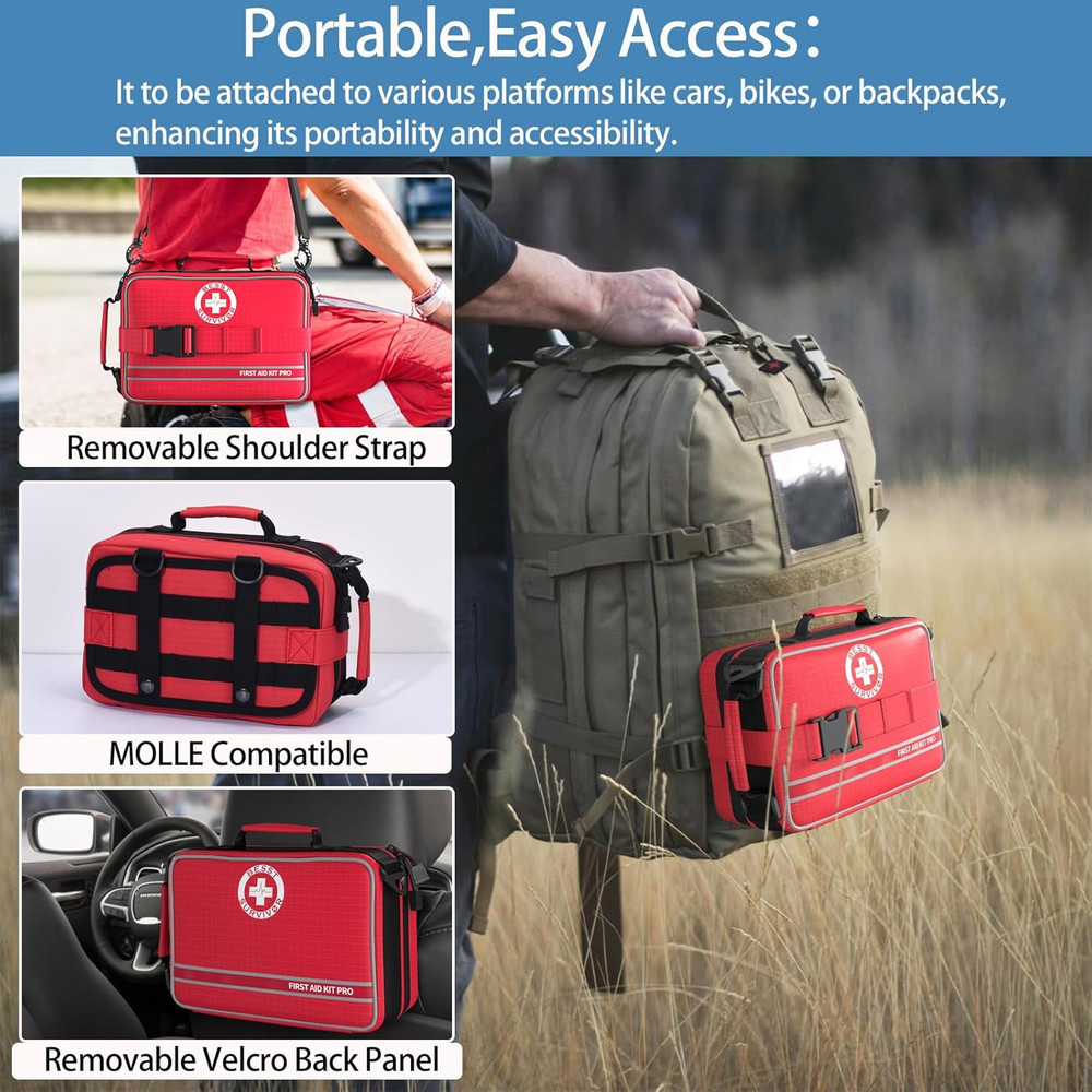 Comprehensive First Aid Kits- Advanced Trauma Kits with Labeled Compartments, La