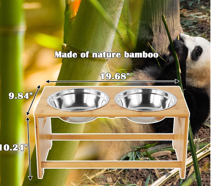Hynawin Bamboo Elevated Dog Cat Bowels