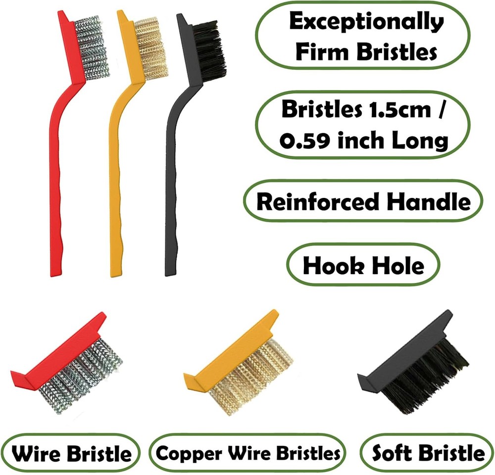 Hard Bristle Crevice Cleaning Brush Set Multi Purpose Deep Cleaning