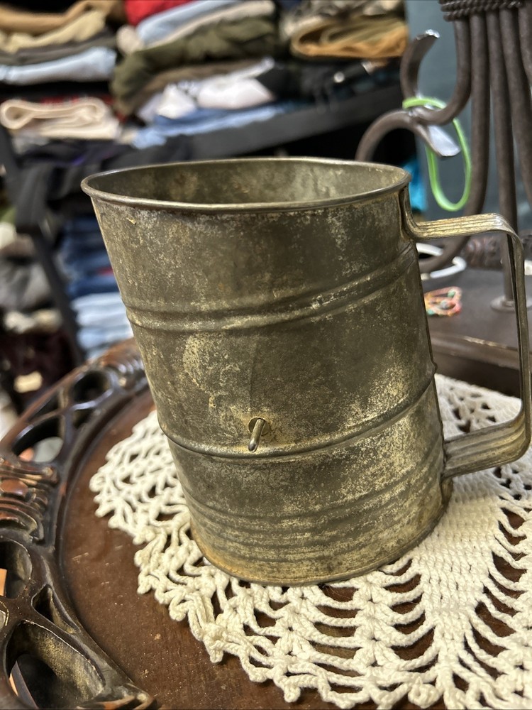 Antique 1 Cup Metal Flour Sifter