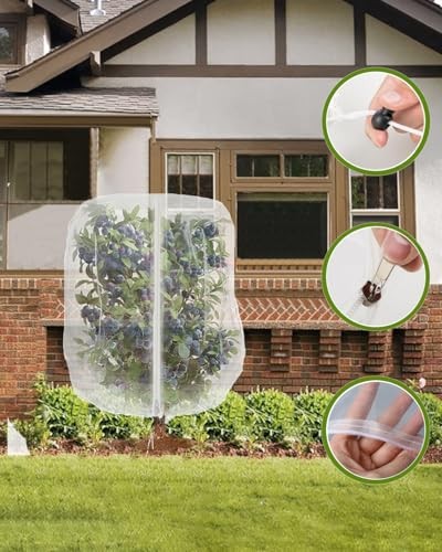 Pack Fruit Tree Netting with Zipper & Drawstring Reusable 2.6 x 3.2 Ft 4
