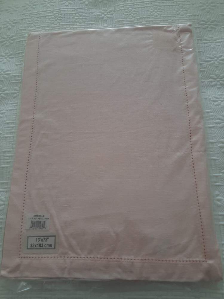 EMERALD Petal Pink Linen Table Runner 13" X 72"