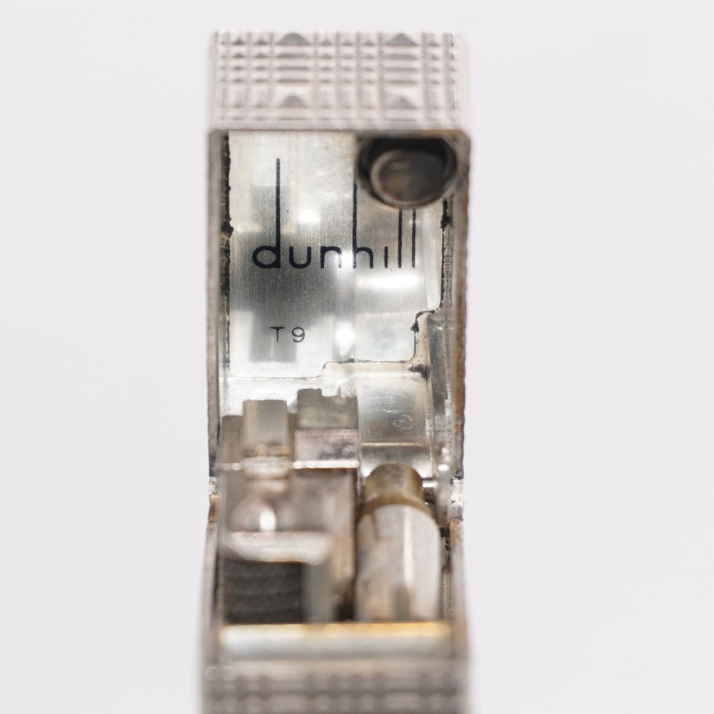 Dunhill Lighter Silver Tartan Pattern-Ultrasonically Cleaned_Working