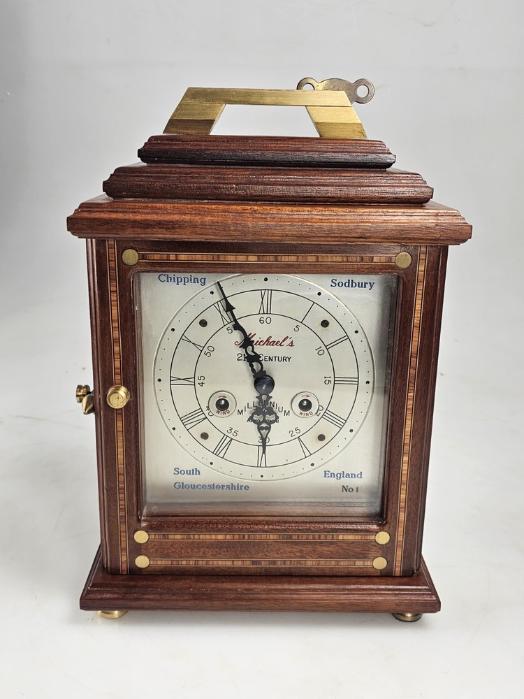 Rare Solid Oak 2 Bells Bracket Clock Chipping Sodbury