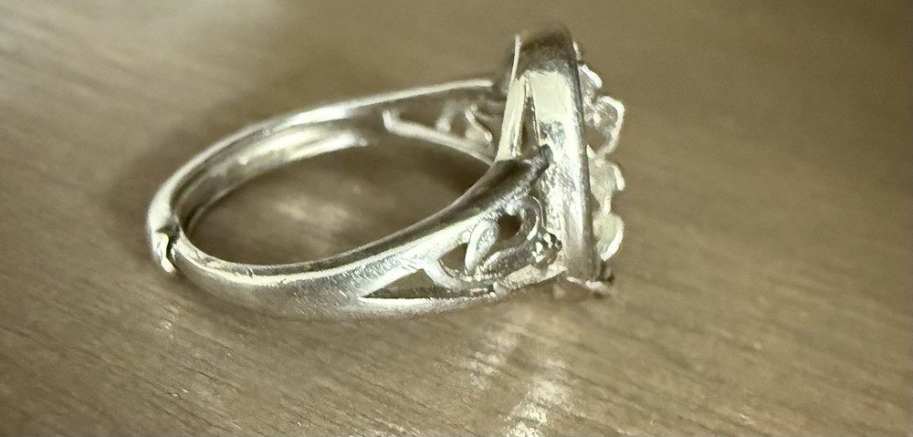 Jewelry Makers Silver Ring Blank for Oval Cabochon Setting Adjustable .925