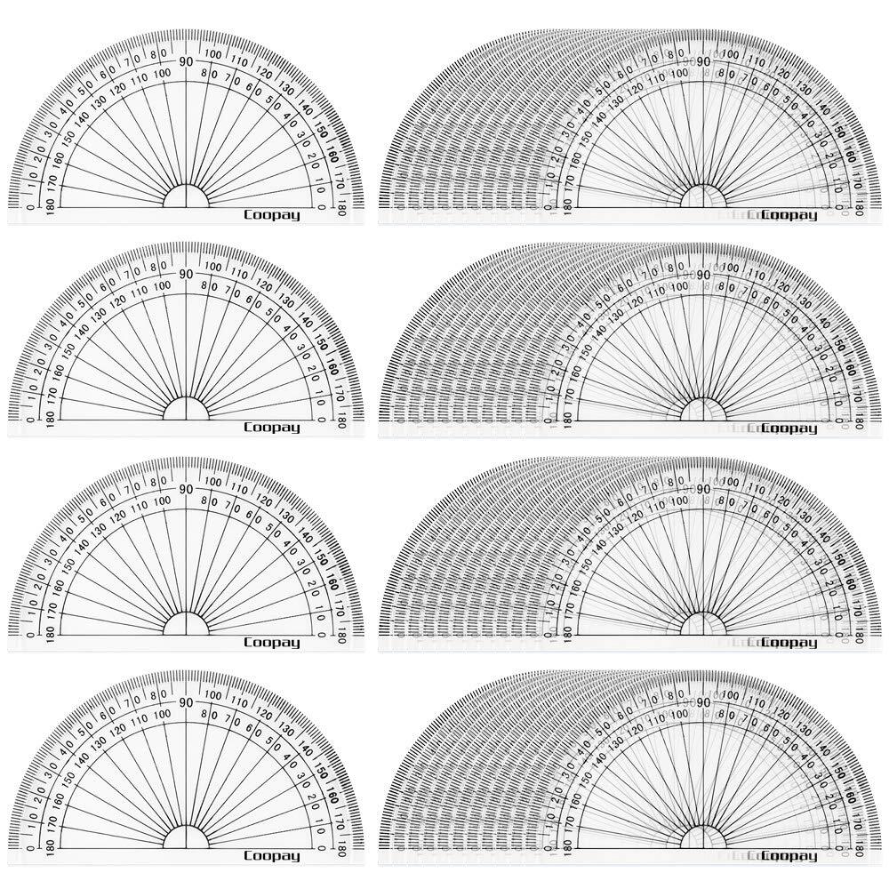 48 Pack Plastic Protractors Student Math Clear Protractor Set 180 Degrees for...