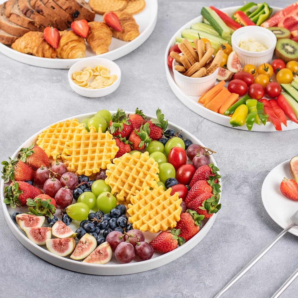 12.8" Ceramic Round Serving Platters, 3-Pack - Durable & Elegant Trays