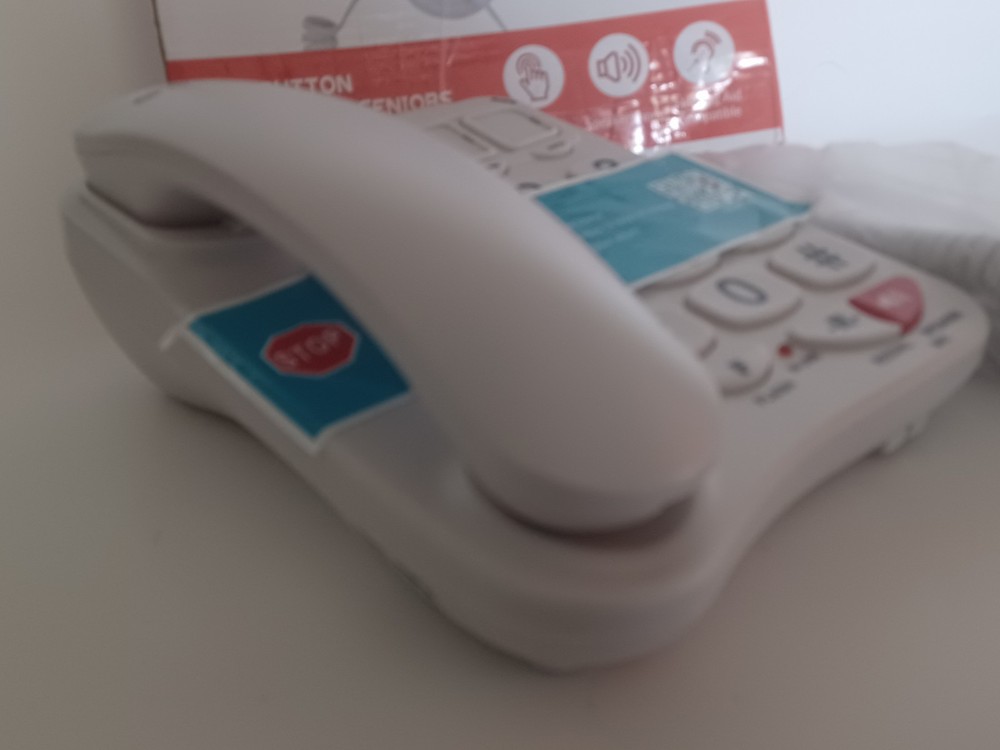Big Button Phone for Seniors - Simple Basic Telephone for Elderly, White Telepho