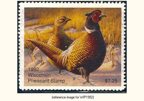 D2K Wisconsin Pheasant Stamp 1992 $7.25
