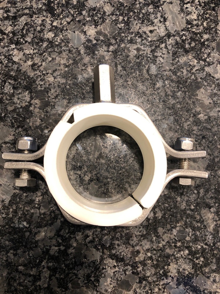 2″ Hexagonal Tube Hanger T304 W/PVC Inserts, 3/8″ Coupling Collar