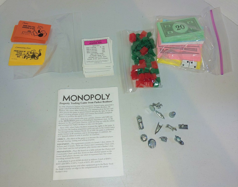 Monopoly 65th Anniversary Game Pieces and Instructions