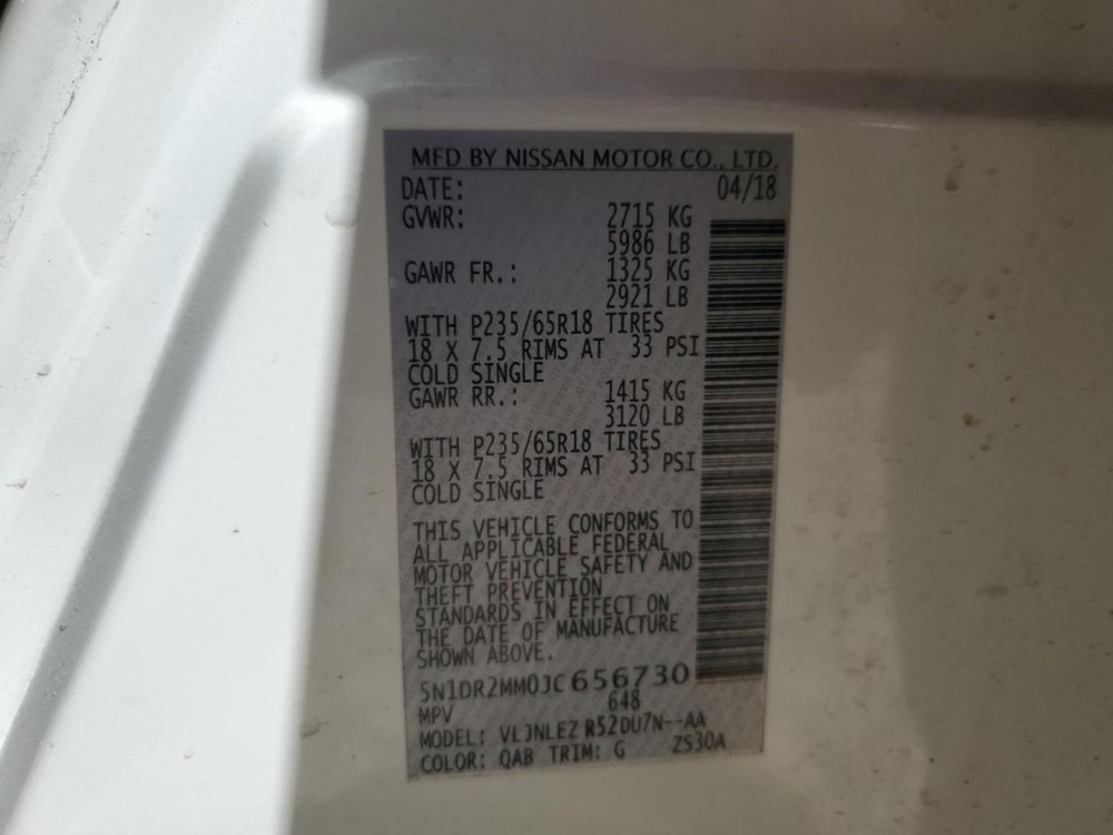 2018 NISSAN PATHFINDER LR Door Trim Panel