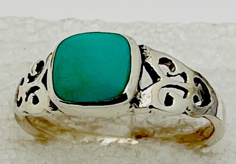 Sterling Silver 925 Genuine Turquoise Cutout Ring Size 7