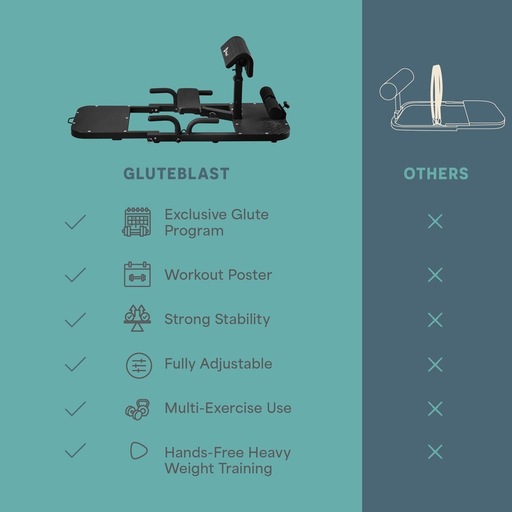 Hip Thrust Machine – Adjustable Glutes Workout Equipment for Home – GluteBlas...