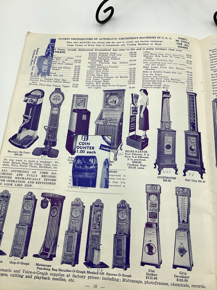 1955 Mike Munves Arcade Catalog & Original Operator Inserts-Complete Lot
