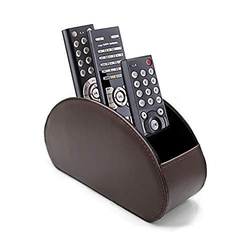 Remote Control Holder Organizer Table Desk Leather Control Storage Dark Brown