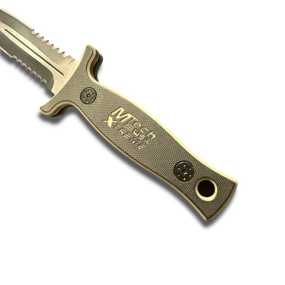 MTech Fixed Blade Dagger Knife Double Edge Serrated w Sheath G10