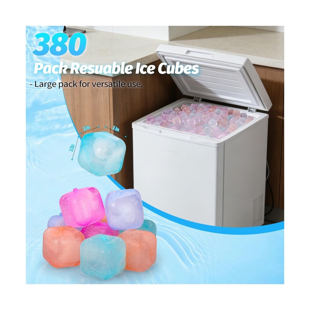 380 Pack Reusable Ice Cube for Drinks - Refreezable Plastic Ice Cubes Without...