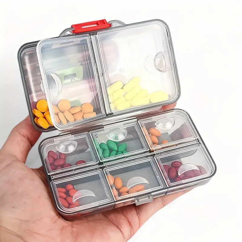 7 Day Clear GREY Portable Compact Pill Organizer Box