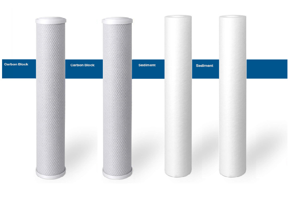 4 Big Blue Water Filters Replacement | 2 SEDIMENT + 2 CARBON BLOCK | 4.5 X 20"