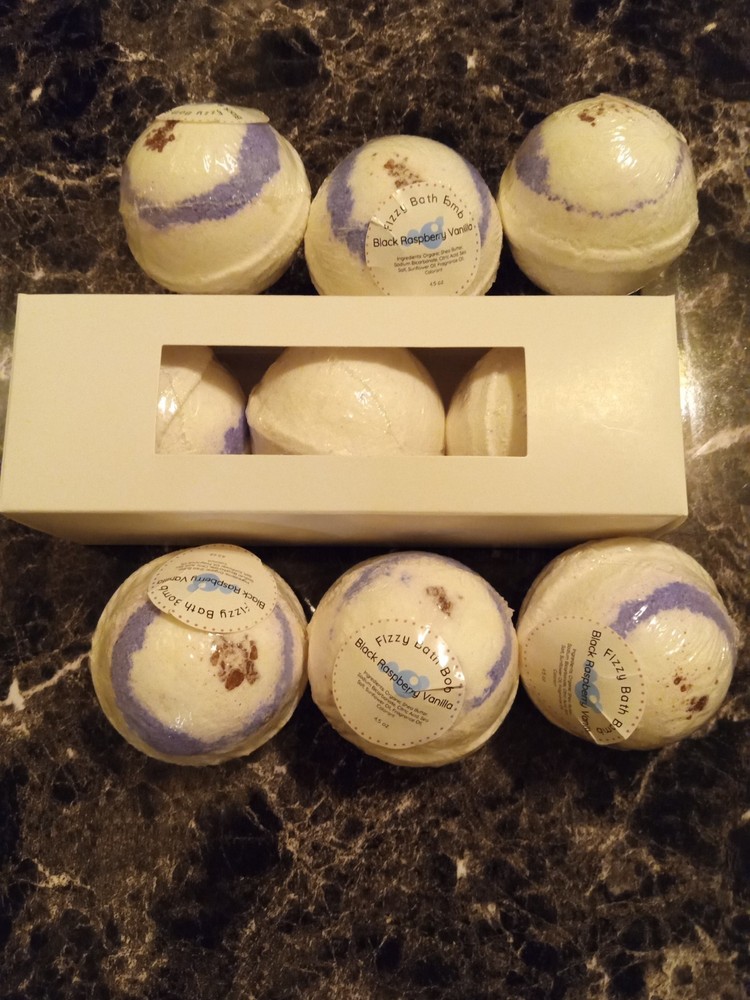 Black Raspberry Vanilla Fizzy Bath Bombs 3 pk.