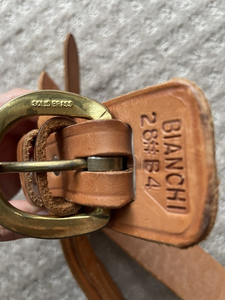Bianchi B4 Ranger Belt Plain Tan, 28", Brass