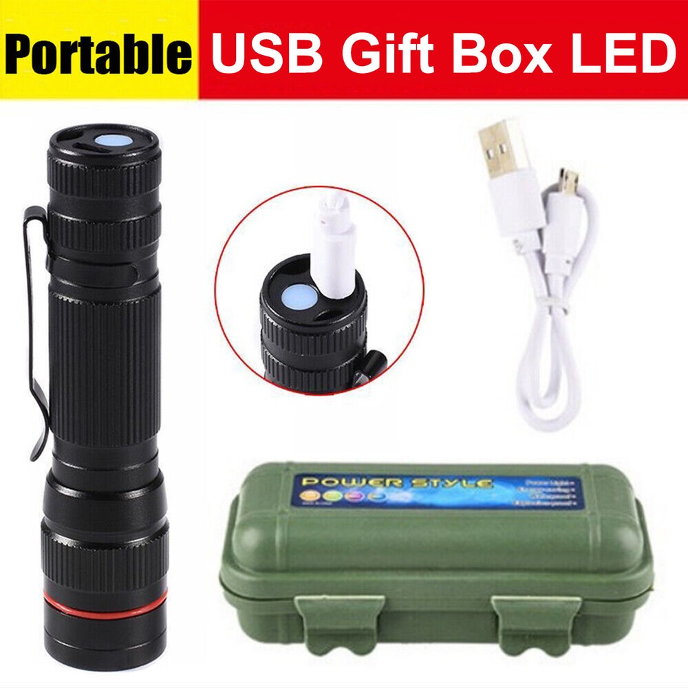 2× 990000LM Rechargeable Small LED Flashlight Mini Light 3-Modes Zoomable Torch