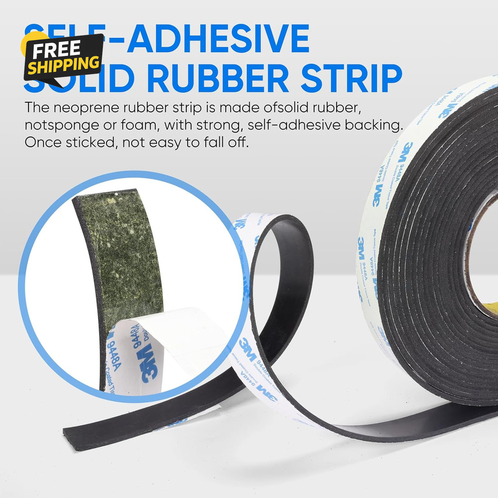 Rubber Strips, Solid Sheets Self Adhesive Neoprene Rolls for DIY Gaskets
