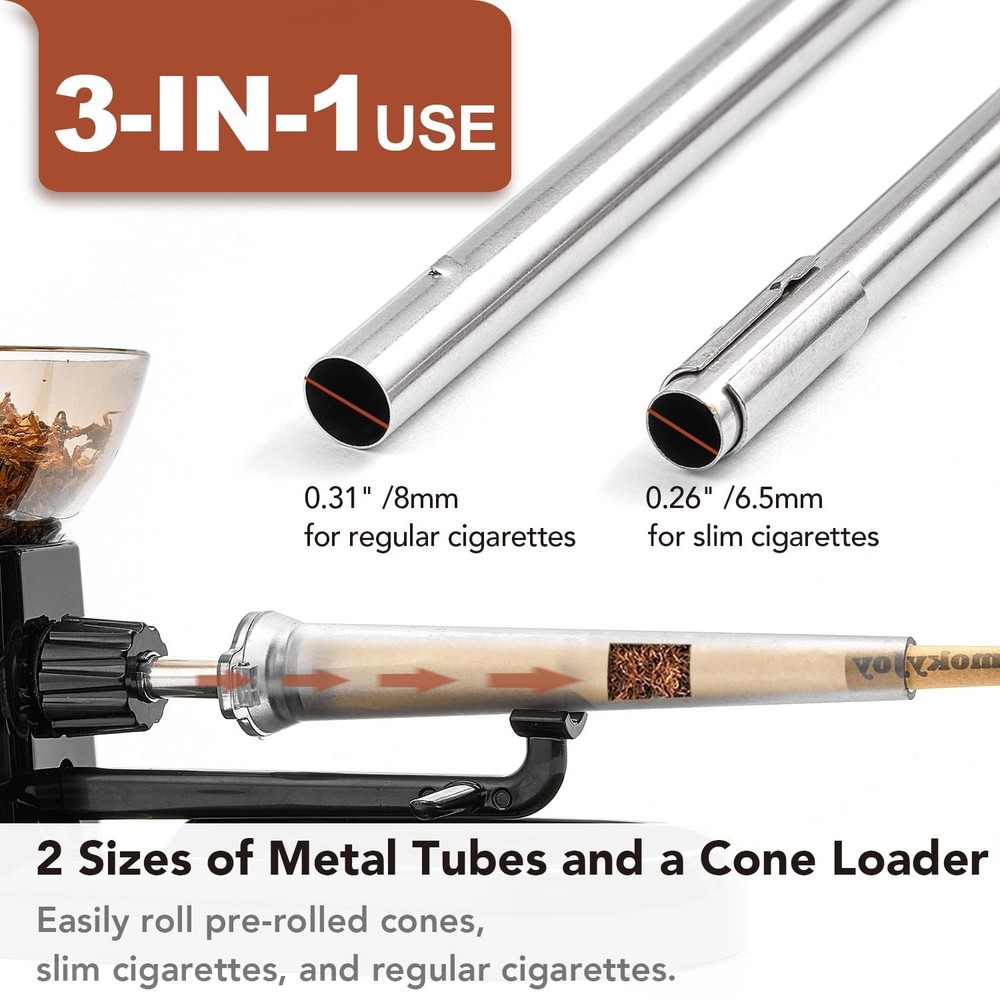 Cigarette Rolling Machine, Electric Pre Roll Automatic Preroll Black