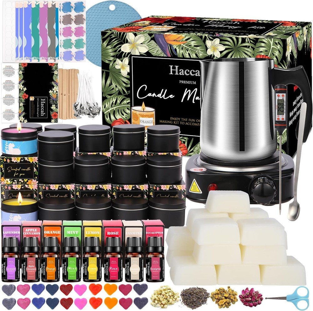 Complete Candle Making Kit with Electric Melter - Perfect Gift for Beginners