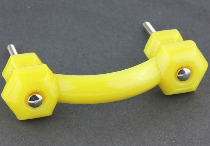 3" Antique Glass Pull Lemon Yellow