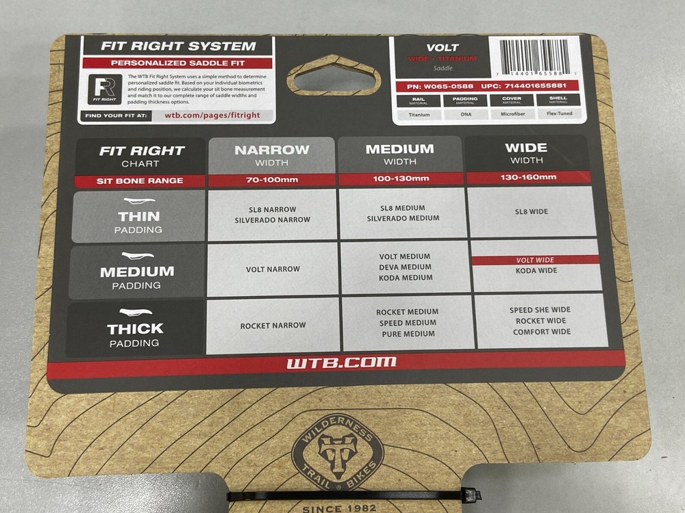 WTB Volt Wide Titanium Rail Medium Padding 150x265mm Saddle (Black)