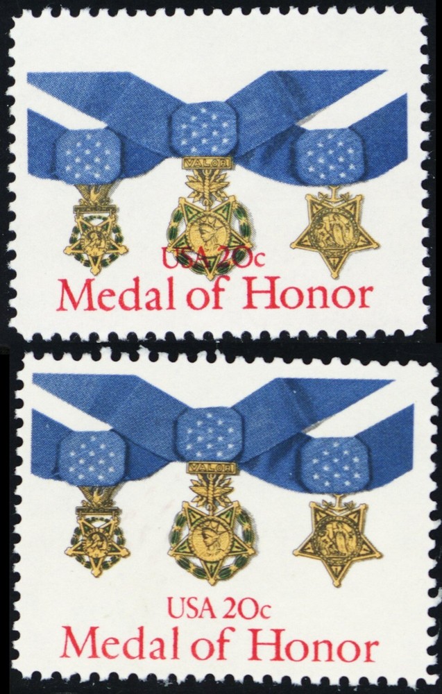 2045, Mint VF NH 20¢ - Huge Color Shift Error With Normal * Stuart Katz