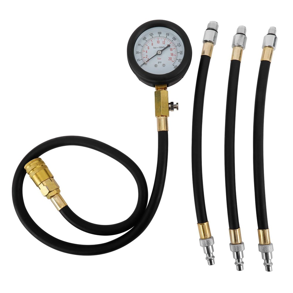Engine Cylinders Diagnostic Tester Compression Gauge Test Tool Set with 4 Hoses