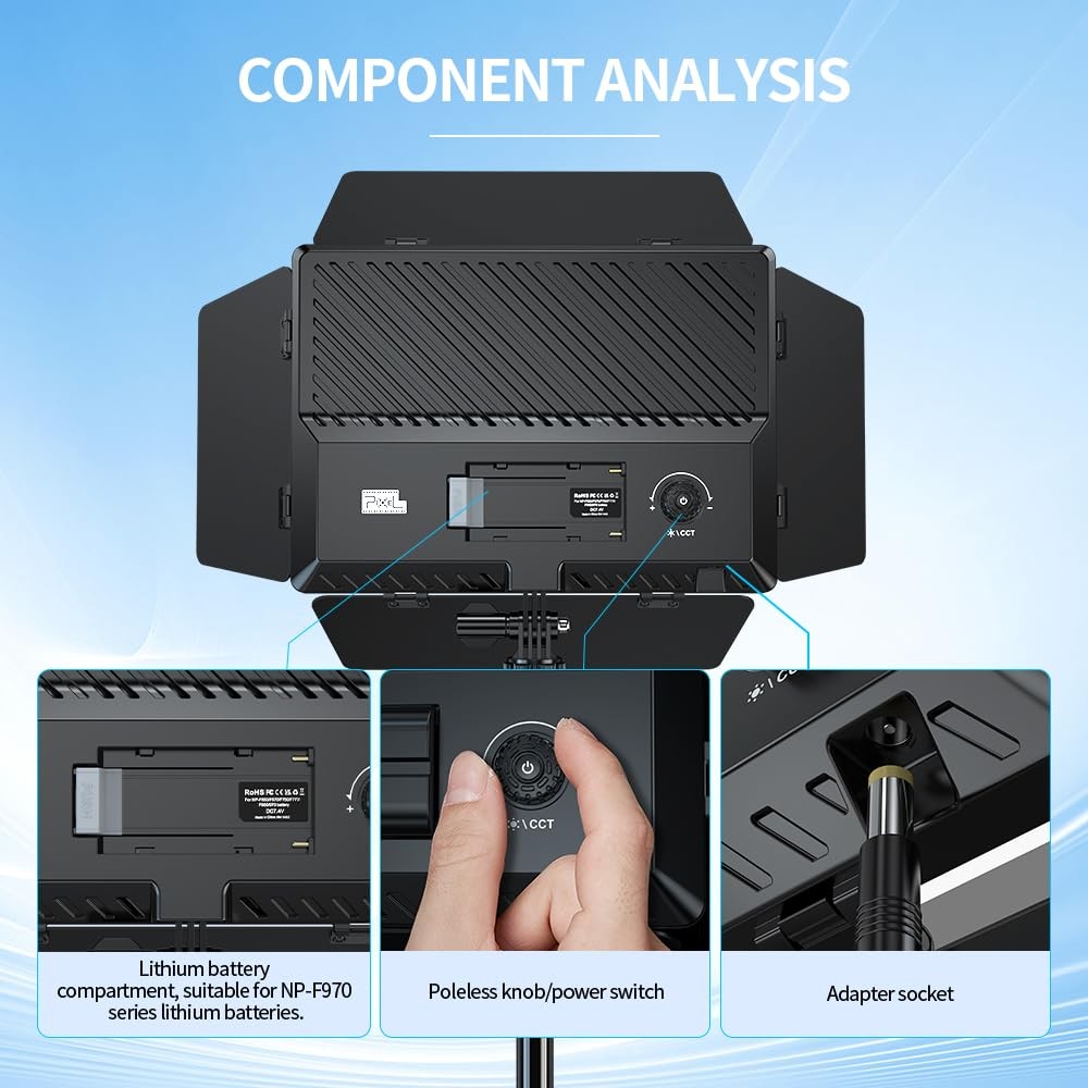 Video Light Panel Photography Lights Bi-Color Dimmable 2500-6500K Led Studio ...