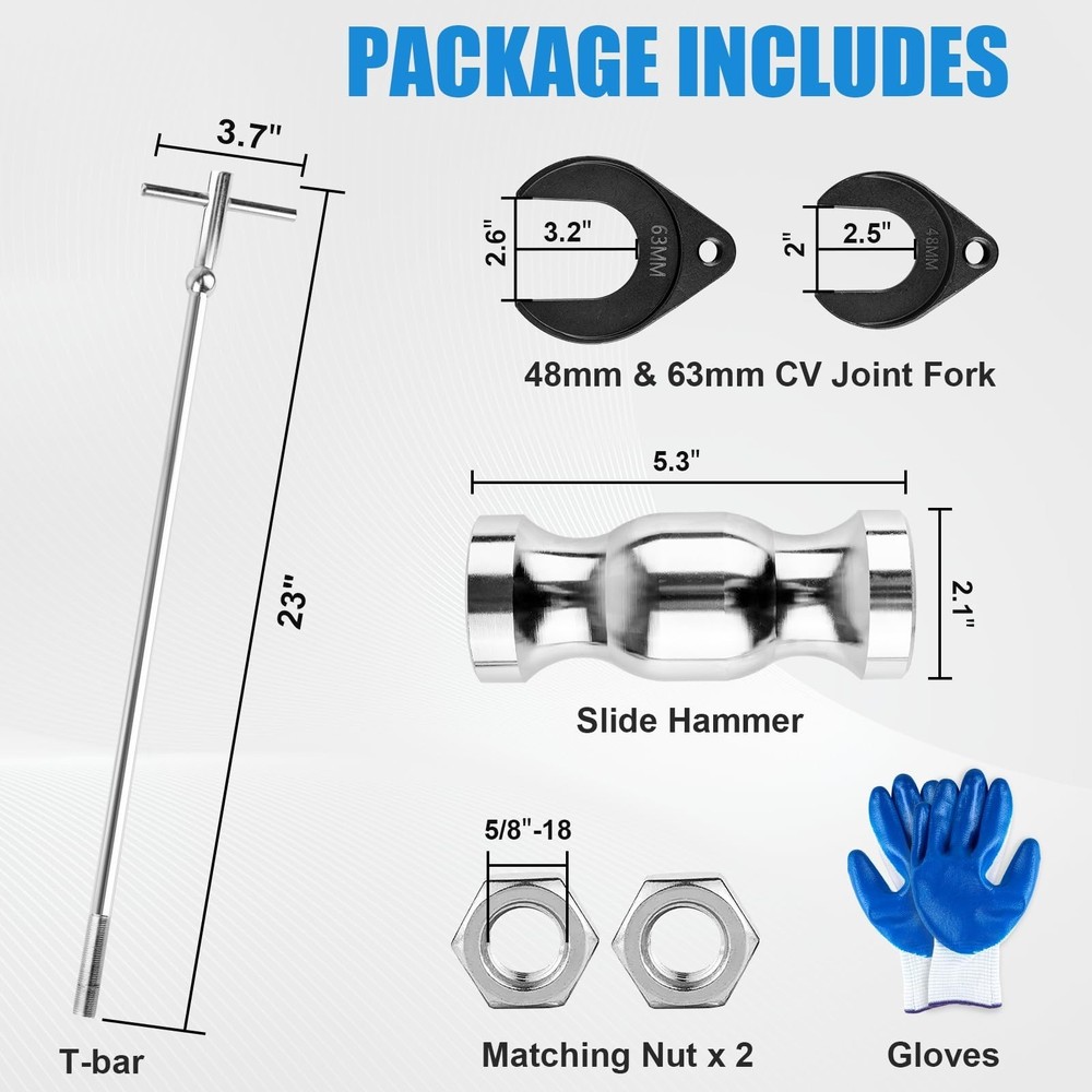Inner CV Axle Puller Tool with 5/8"-18 Slide Hammer, Slide Hammer Puller Set ...