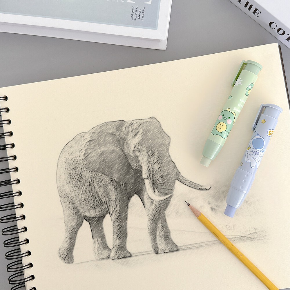 Wrapables Clickable Push Button Retractable Erasers with Refills (Set o 2)