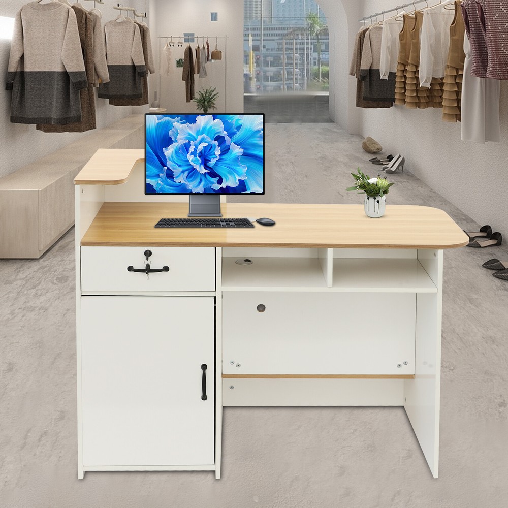 Modern Reception Desk Reception Counter Reception Desk with Lockable Drawer