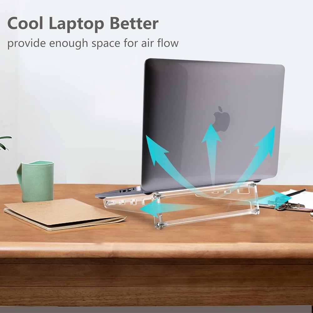 Acrylic Laptop Stand for Desk, Clear Ventilated Computer Holder