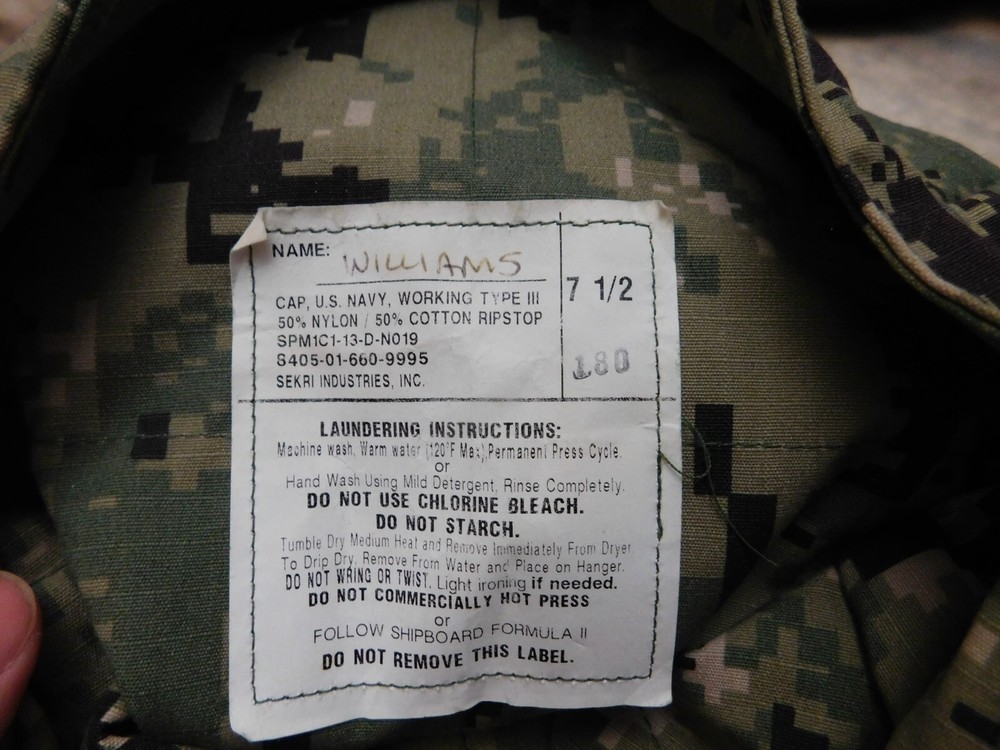 US NAVY WORKING CAP TYPE III SIZE 7 1/2